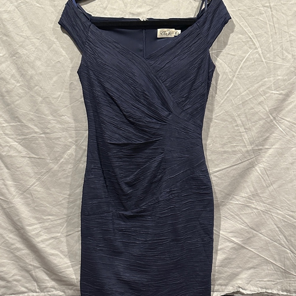 Eliza J Navy Textured Mini Dress